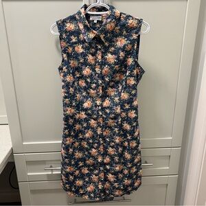 VERY UNIQUE BACK! FREE PEOPLE Simone Denim Floral Sleeveless Button Dress